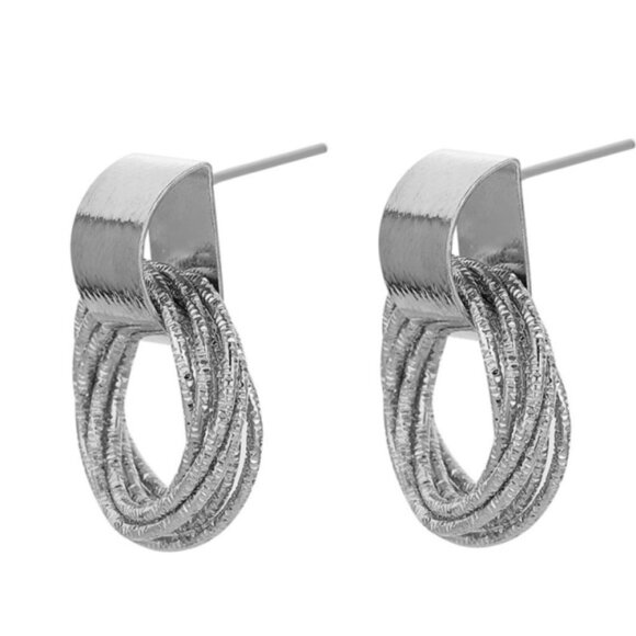 Silver Simple GeometricTwisted Design Alloy Stud Earrings - Picture 2 of 2
